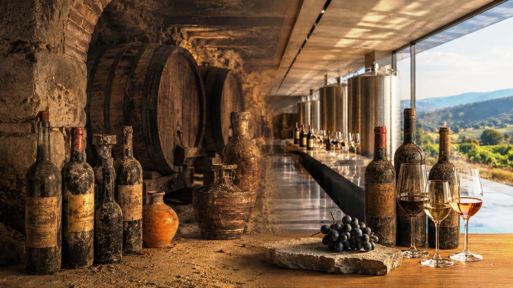 Bulgarian Wine History – From Ancient Tradition to Modern Winemaking | Bulwine.com Bulgarian wine history from ancient Thracian tradition to modern winemaking, shown in a contemporary winery overlooking vineyards